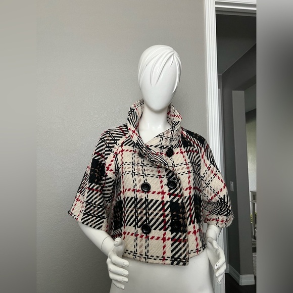 Steve Madden Red and Black Plaid Cropped Jacket Size M - Picture 1 of 10